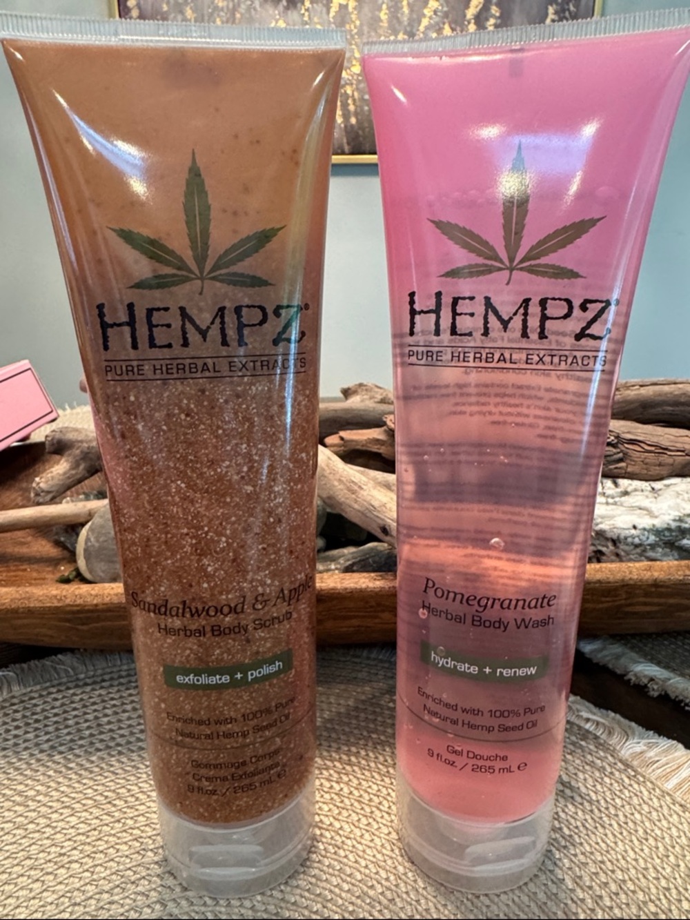 Hempz Pink & Brown Herbal Body Scrub and Wash Duo